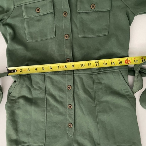 LE SUPERBE Green Short Sleeve Belted romper cargo pockets cotton terry 4 - Picture 3 of 10